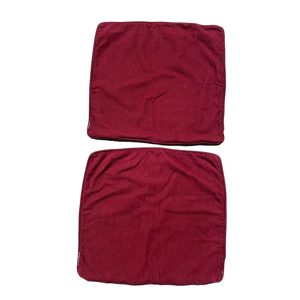 Vtg Pr Ralph Lauren Embroidered LRL CREST Red Corduroy Cotton Pillow Cover 18x20